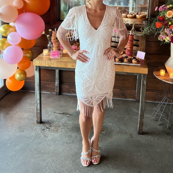 Dresses & Skirts - White beaded dress
